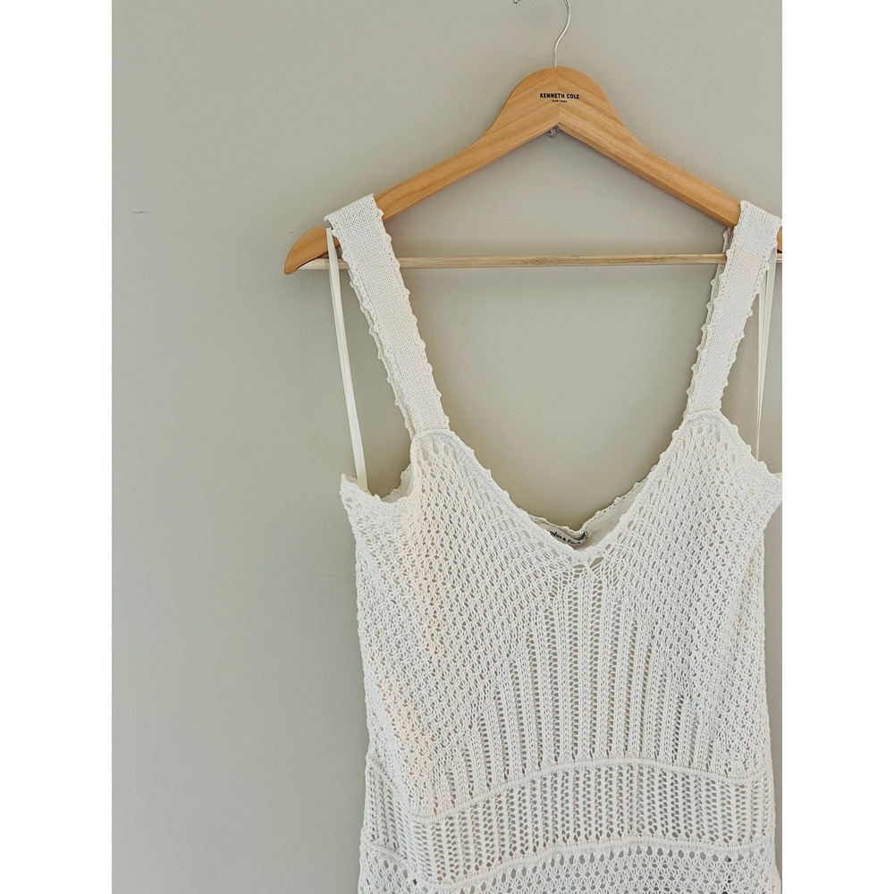 Abercrombie & Fitch White Crochet Knit Midi Dress XLT Cream Boho Sleeveless